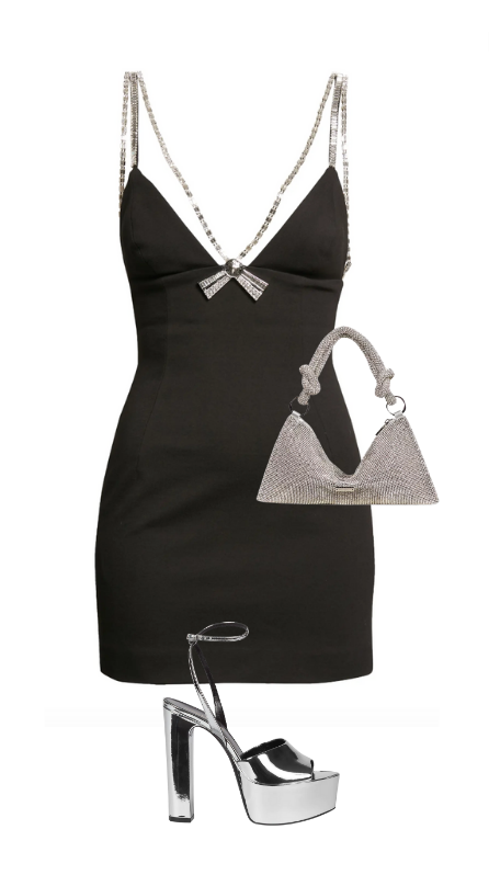 Kyle Richards' Black Crystal Bow Mini Dress