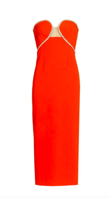Kyle Richards' Red Strapless Crystal Embellished Dress