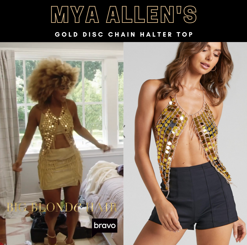 Mya Allen's Gold Disc Chain Halter Top