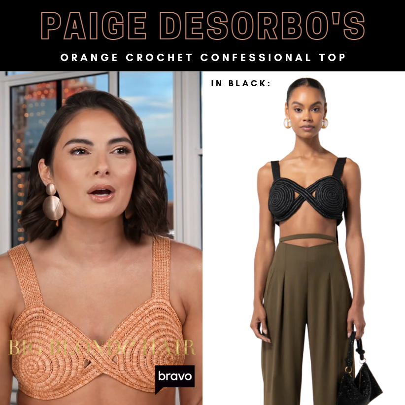 Paige DeSorbo's Orange Crochet Confessional Top