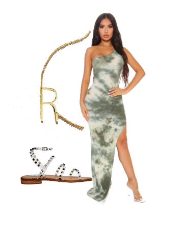 Rachel Fuda's Green Tie Dye Slit Dress