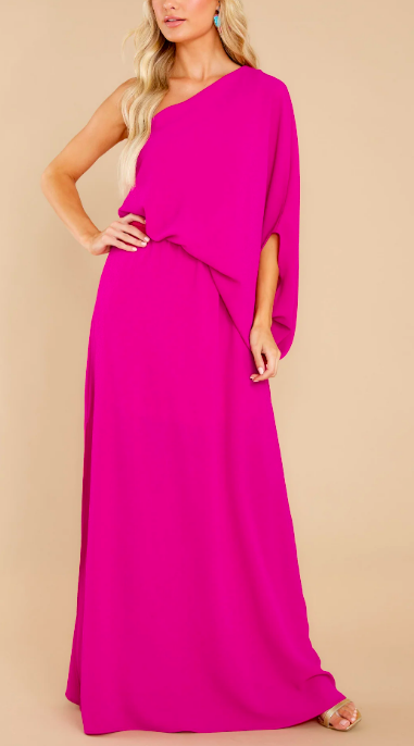 Rachel Fuda's Pink Asymmetrical Maxi Dress