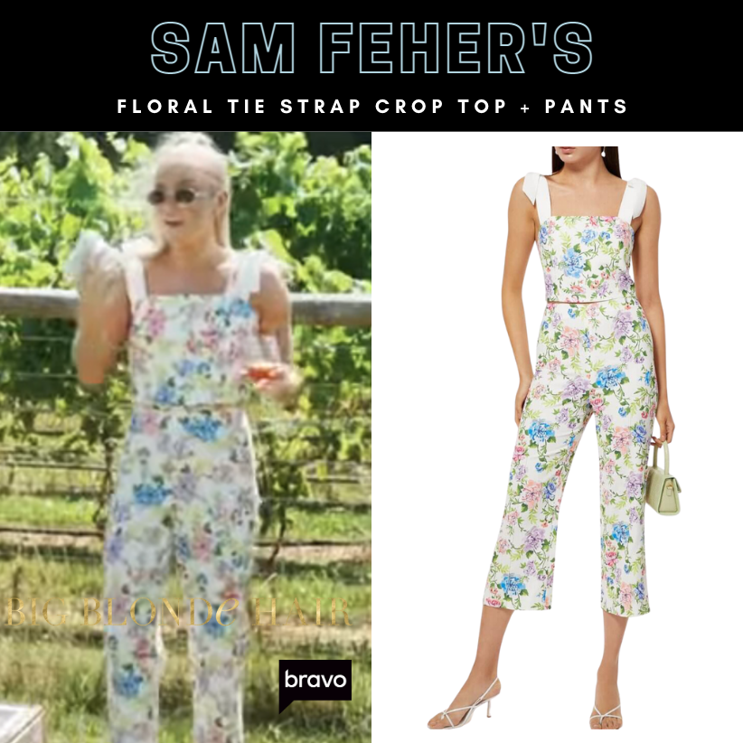 Sam Feher's Floral Tie Strap Crop Top + Pants