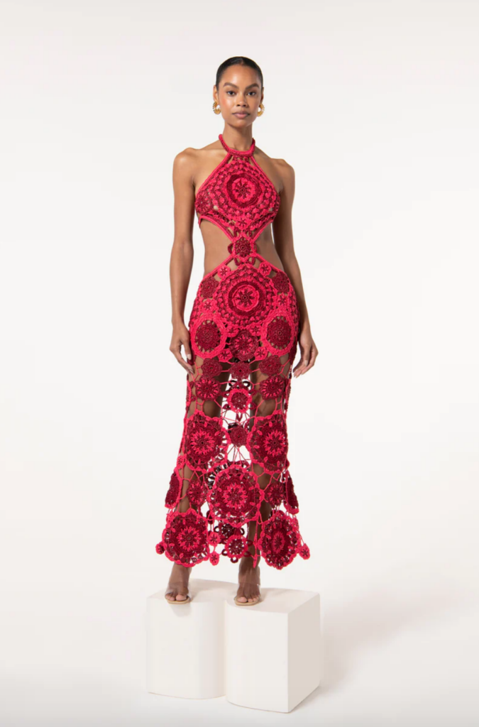 Tracy Tutor's Red Crochet Dress