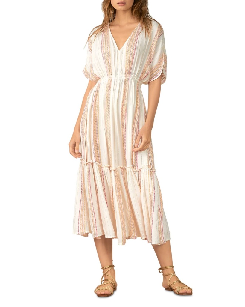 Dolores Catania's White Striped Maxi Dress