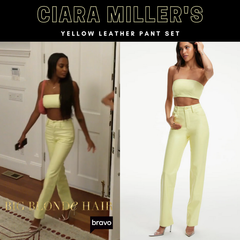 Ciara Miller's Yellow Leather Pant Set