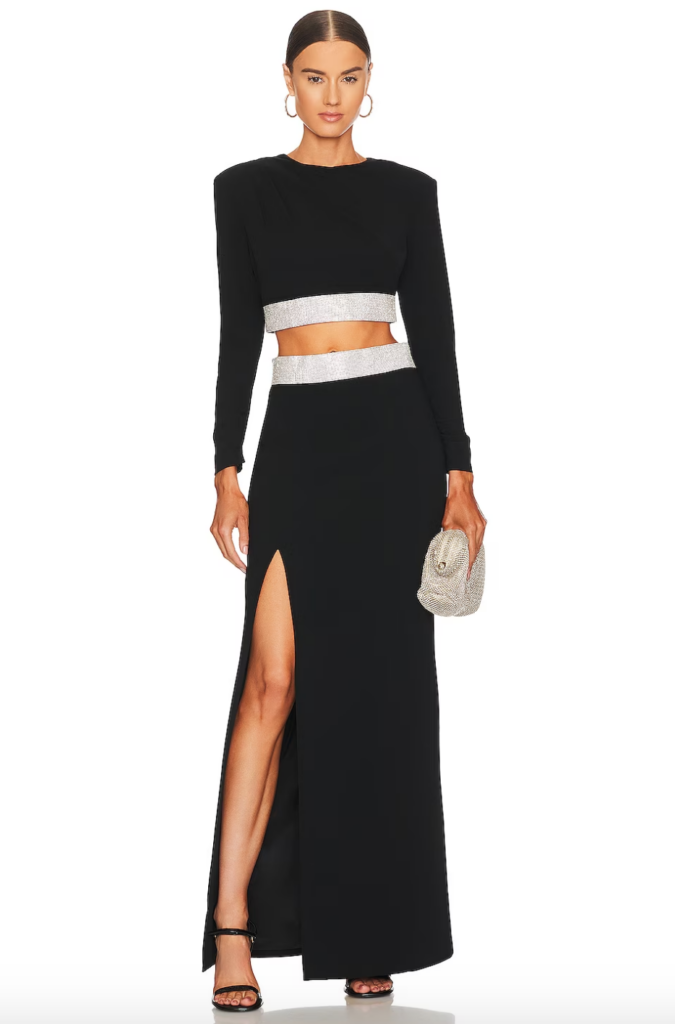 Crystal Kung Minkoff's Black Embellished Skirt Set