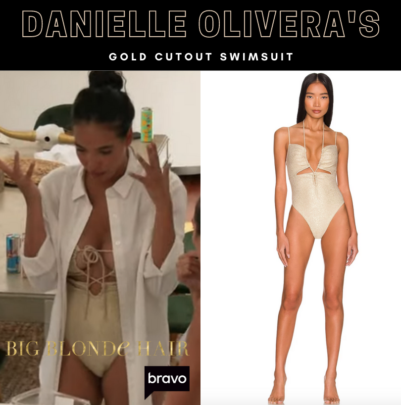 Danielle Olivera's Gold Cutout Swimsuit