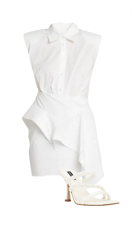 Kristin Cavallari's White Asymmetric Sleeveless Shirt Dress