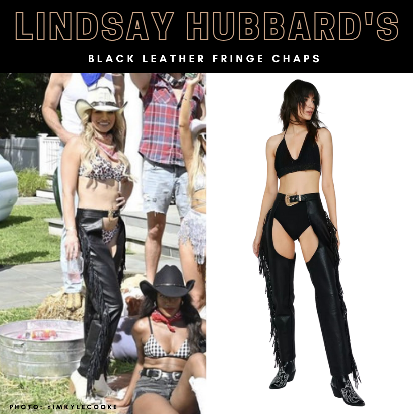 Lindsay Hubbard's Black Leather Fringe Chaps
