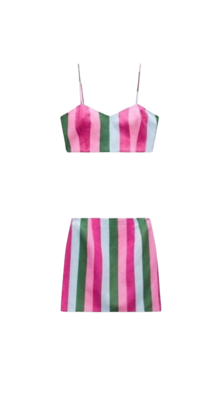 Nicole Martin's Striped Skirt Set