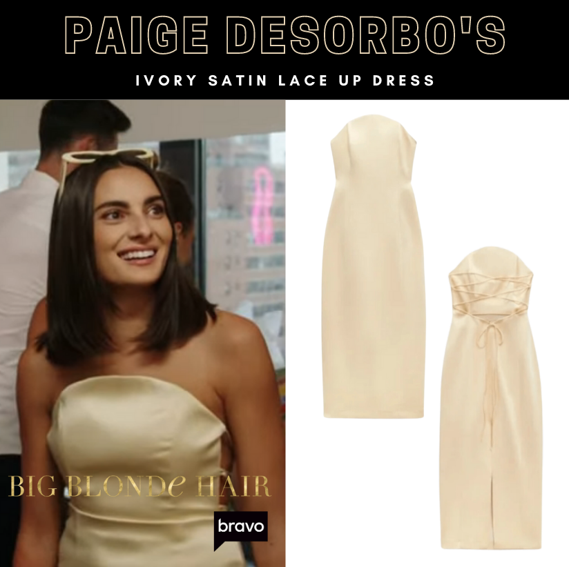 Paige DeSorbo's Ivory Satin Lace Up Dress