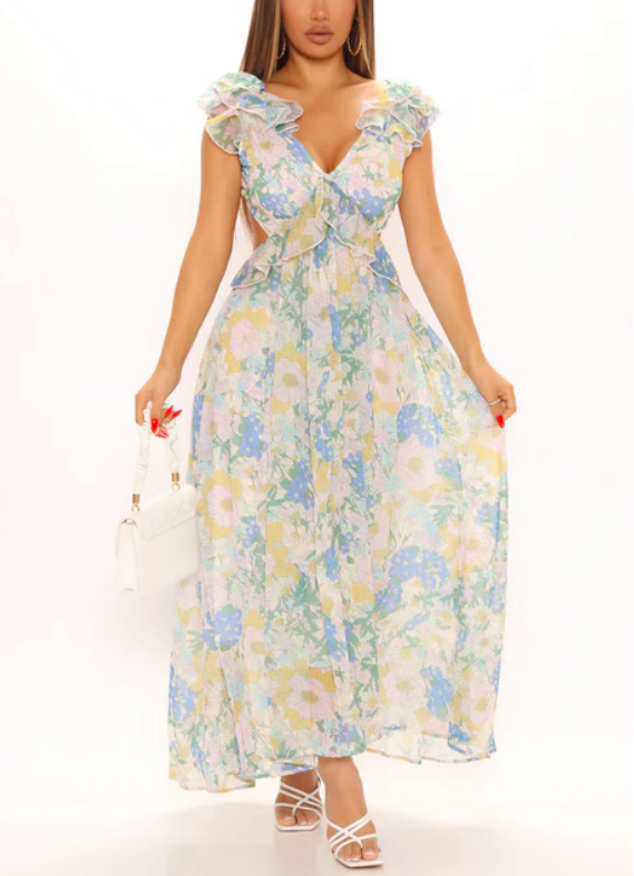 Rachel Fuda's Floral Cutout Maxi Dress in Ireland