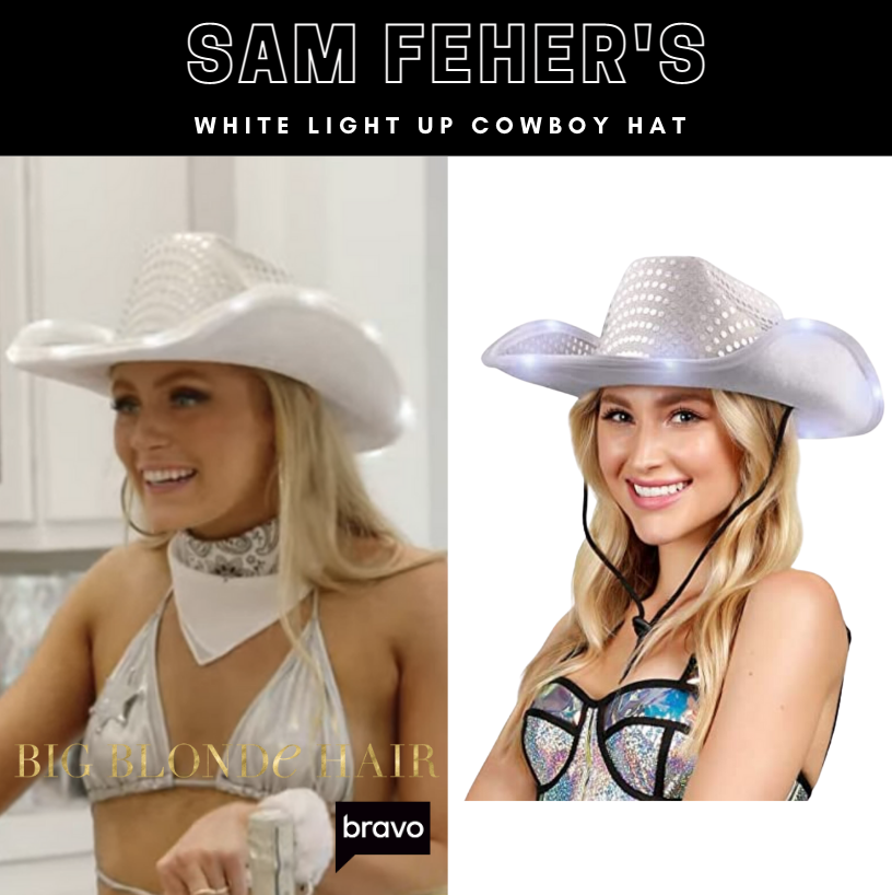 Sam Feher's White Light Up Cowboy Hat