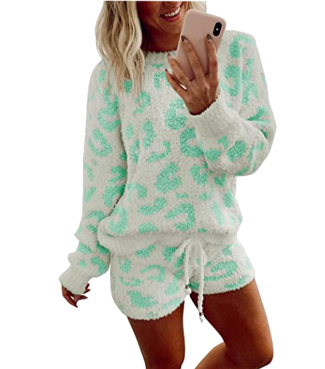 Teresa Giudice's Turquoise Leopard Pajama Set