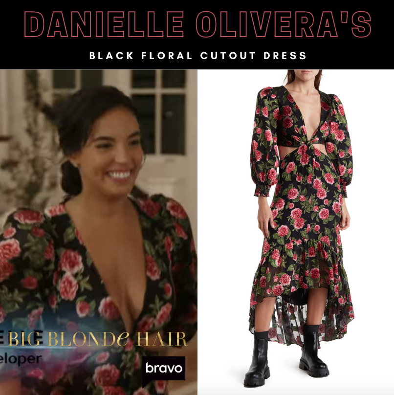 Danielle Olivera's Black Floral Cutout Dress