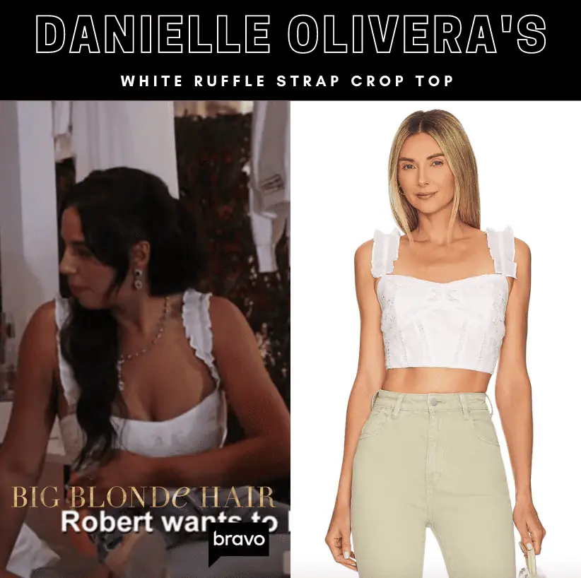 Danielle Olivera's White Ruffle Strap Crop Top
