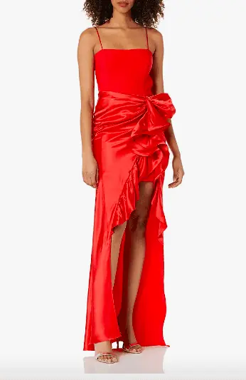 Jenn Fessler's Red Ruffle Dress at Teresa's Wedding