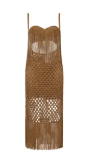Kenya Moore's Gold Netted Fringe Dress