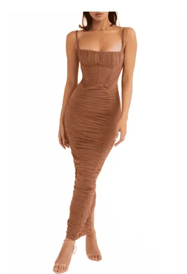 Kenya Moore's Brown Ruched Confessional Dress