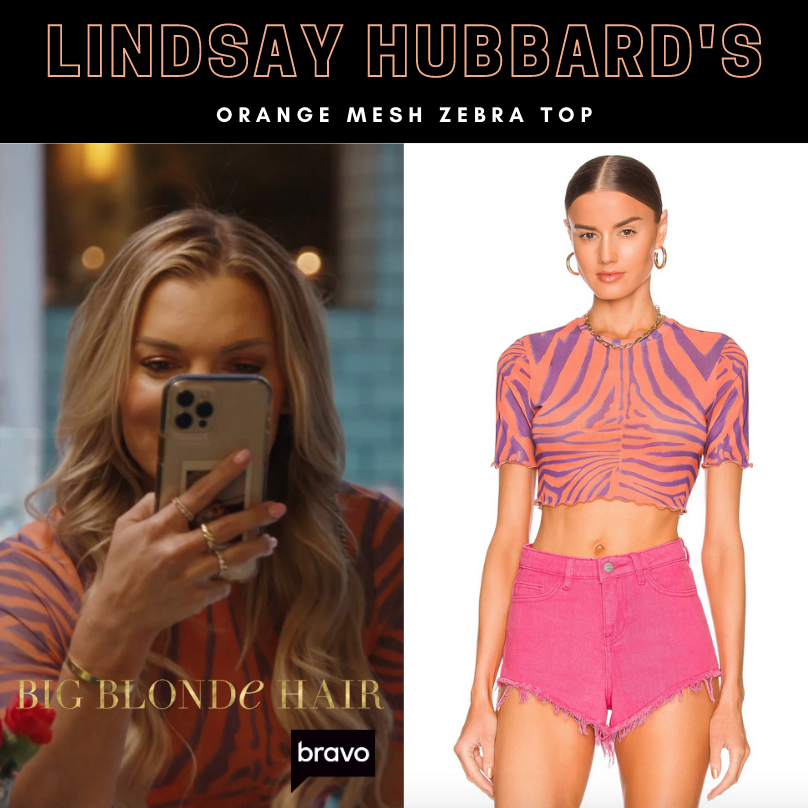 Lindsay Hubbard's Orange Mesh Zebra Top