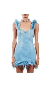 Lisa Hochstein's Denim Feather Dress