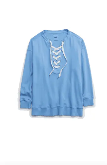 Margaret Josephs' Blue Lace Up Sweatshirt