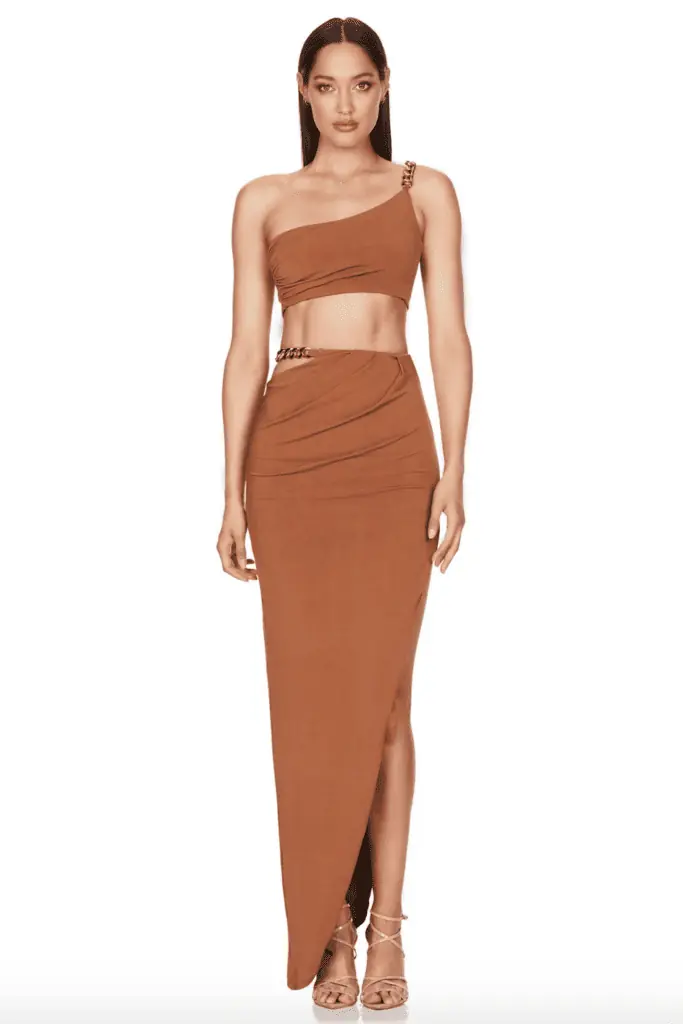 Melissa Gorga's Brown Chain Skirt Set