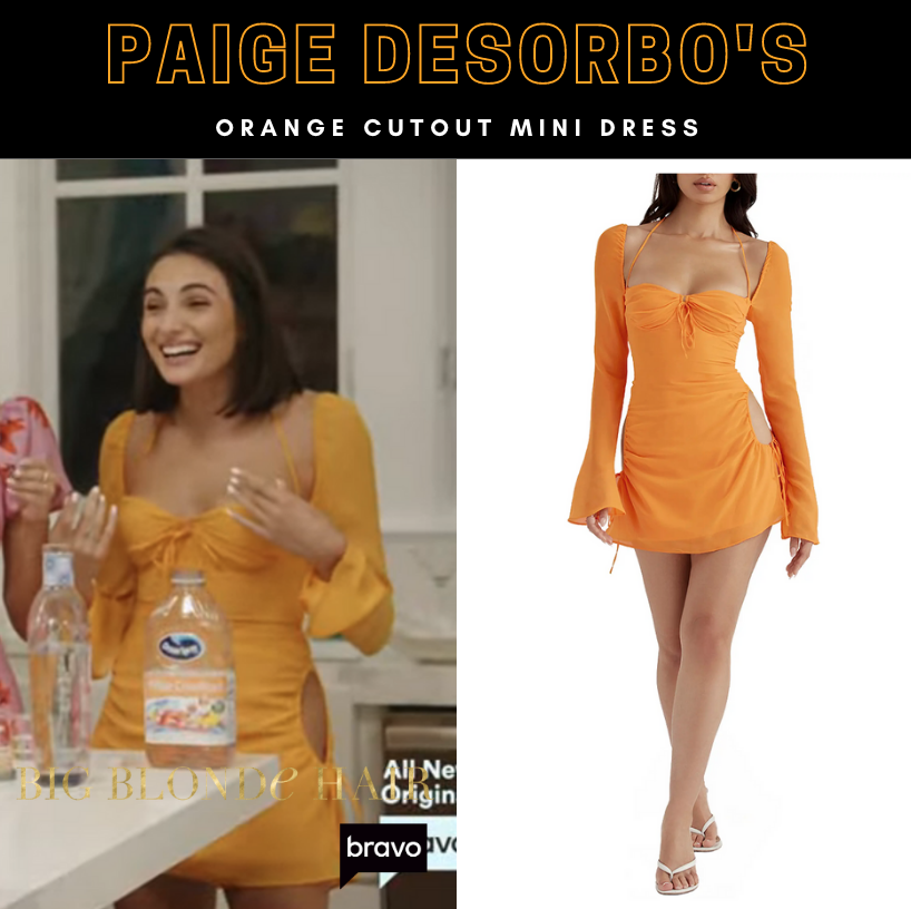 Paige DeSorbo's Orange Cutout Mini Dress