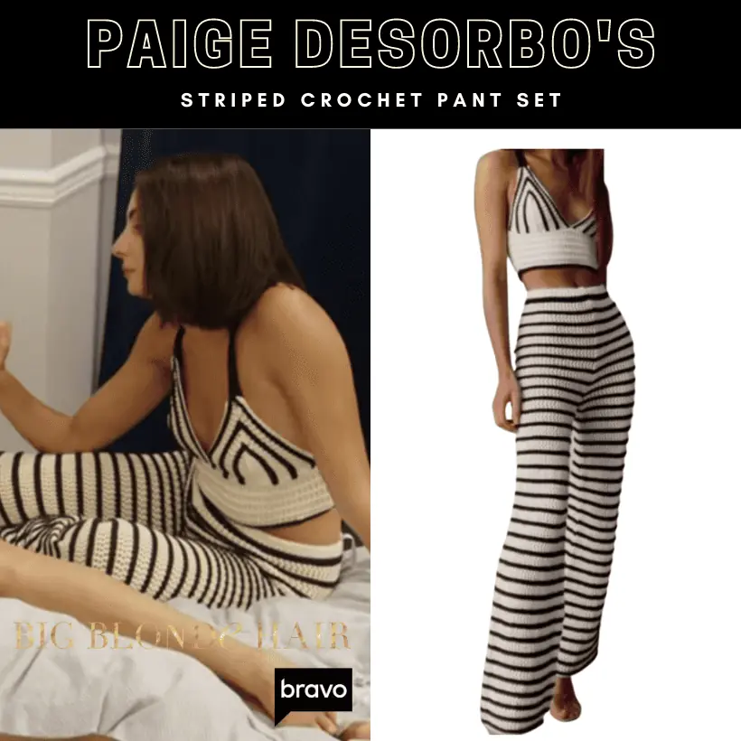 Paige DeSorbo's Striped Crochet Pant Set