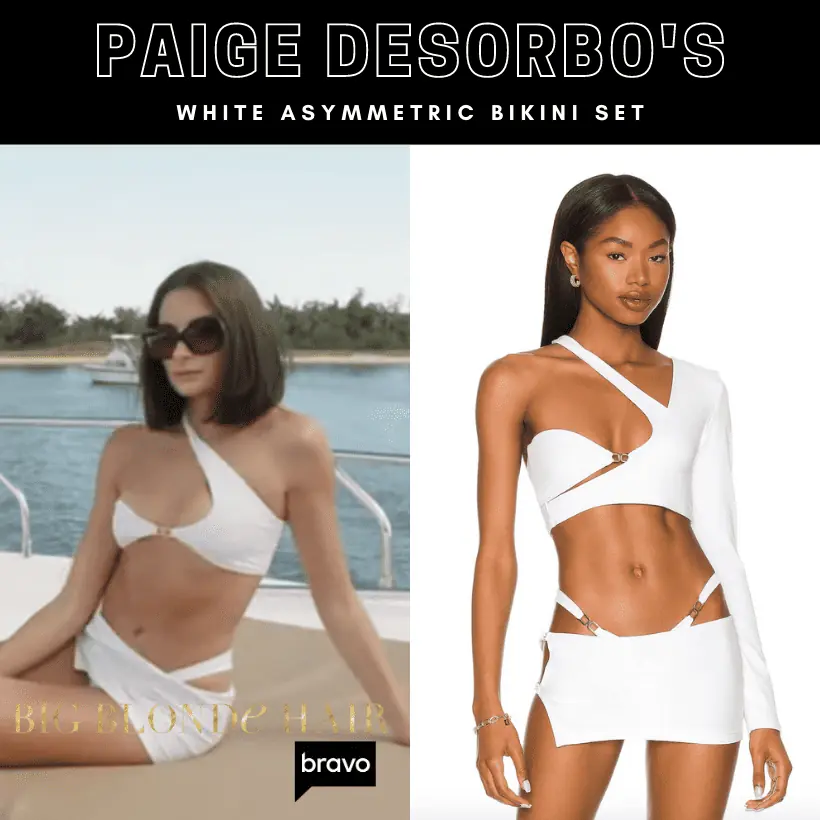 Paige DeSorbo's White Asymmetric Bikini Set