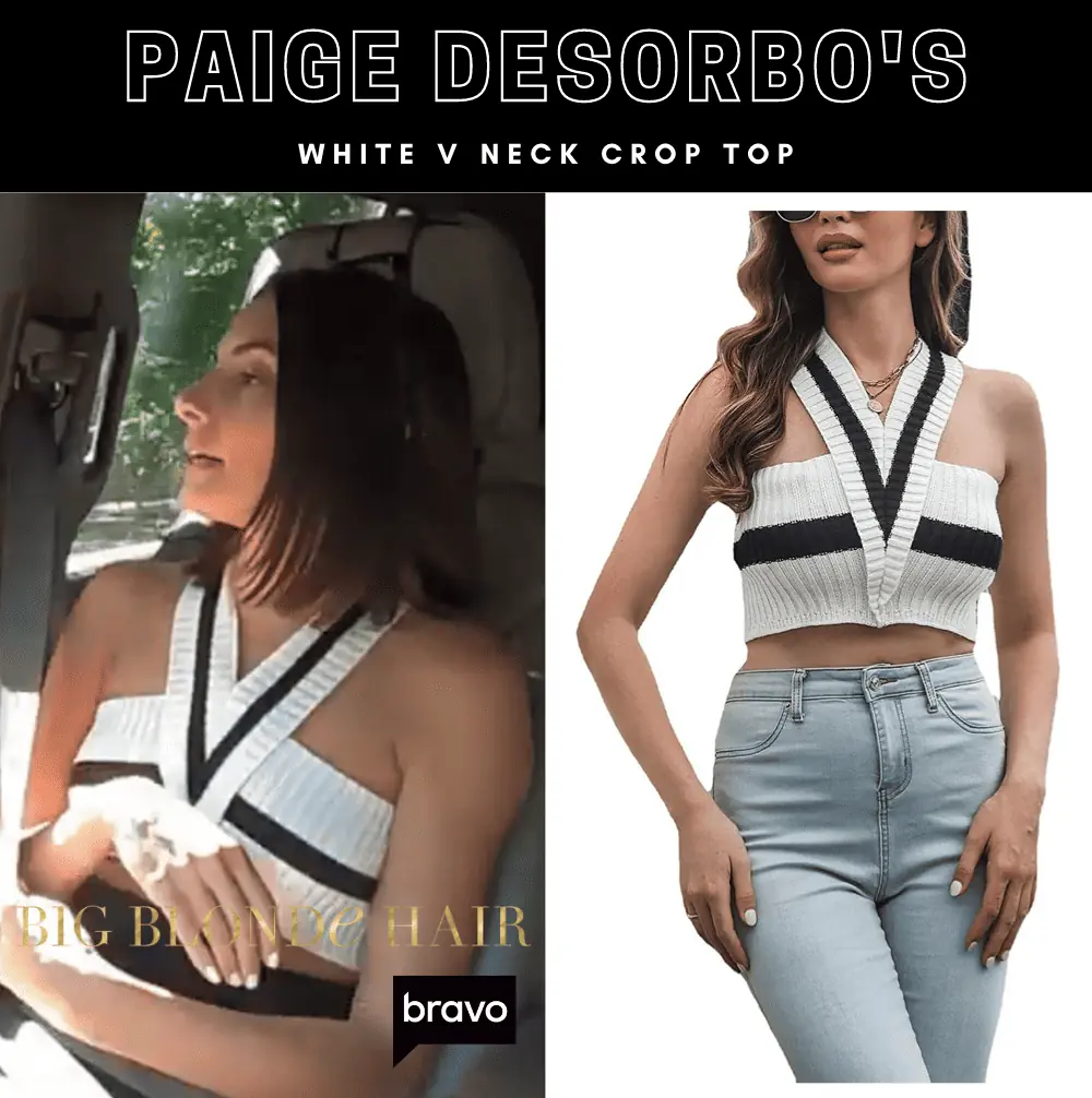 Paige DeSorbo's White V Neck Crop Top