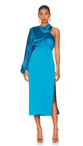 Sanya Richards-Ross' Turquoise Satin Dress in Confessionals