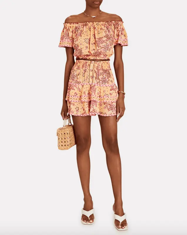 Gina Kirschenheiter's Orange Floral Crop Top and Skirt