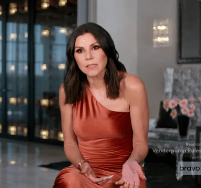 Heather Dubrow's Brown Velvet Confessional Dress