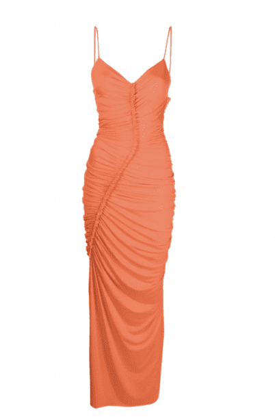 Kenya Moore Orange Ruched Dress on Real Housewives of Atlanta Season 15 Episode 7