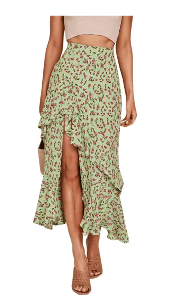 Amanda Batula's Green Lace Asymmetric Skirt