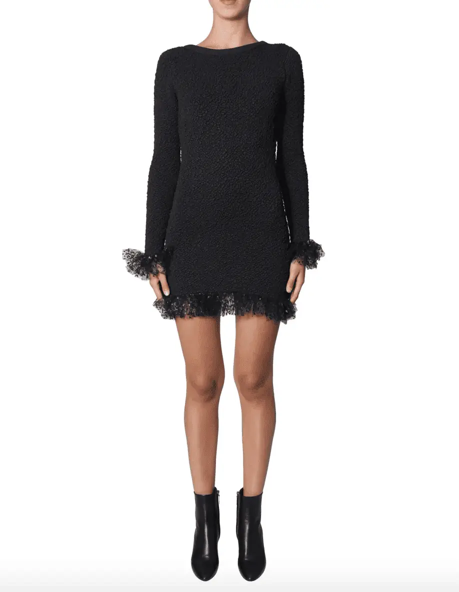 Shannon Beador's Black Fringe Trim Confessional Dress