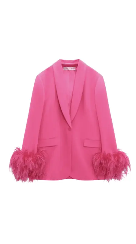 Shannon Beador's Pink Feather Confessional Blazer