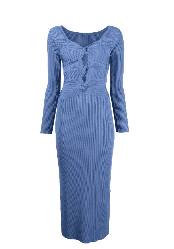 Sheree Whitfield's Blue Knit Cutout Confessional Dress