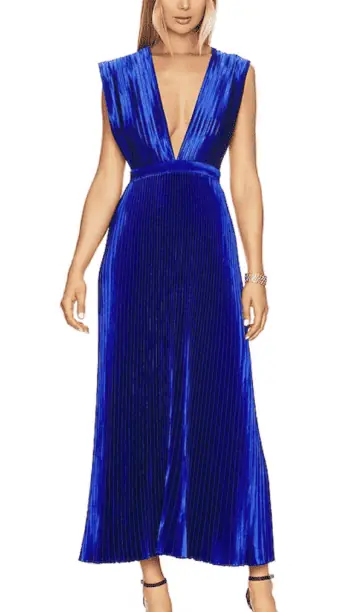 Brynn Whitfield's Blue Pleated Dress
