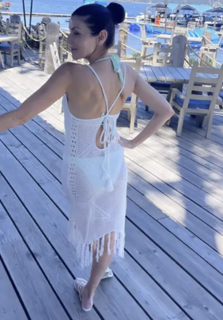 Heather Dubrow's White Crochet Cover Up Dress