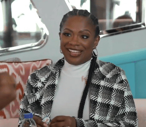 Kandi Burruss' Black and White Plaid Coat