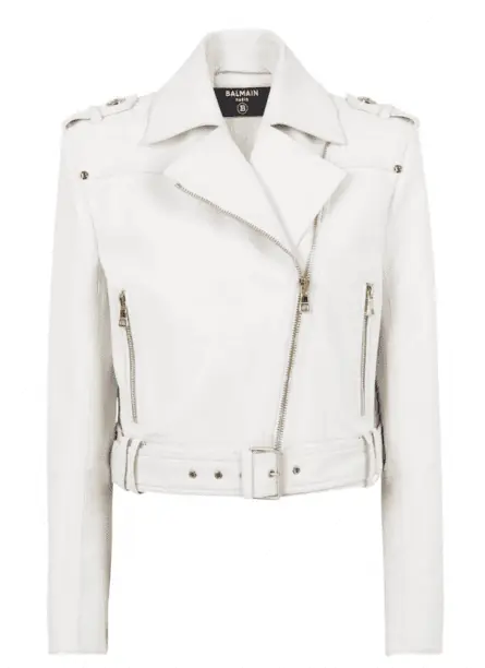 Kenya Moore's White Leather Moto Jacket