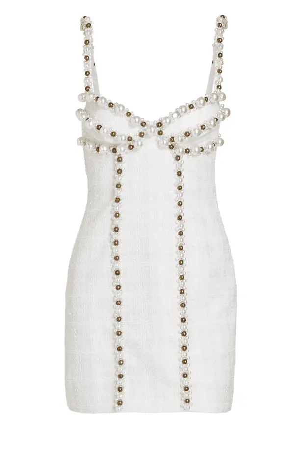 Robyn Dixon's White Pearl Embellished Dress