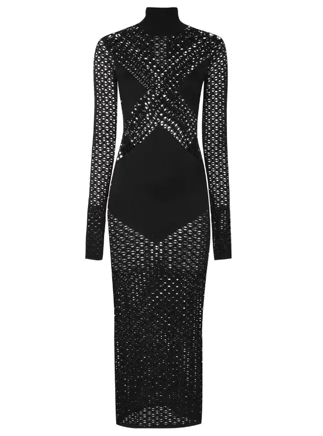 Sanya Richards-Ross' Black Laser Cutout Confessional Dress