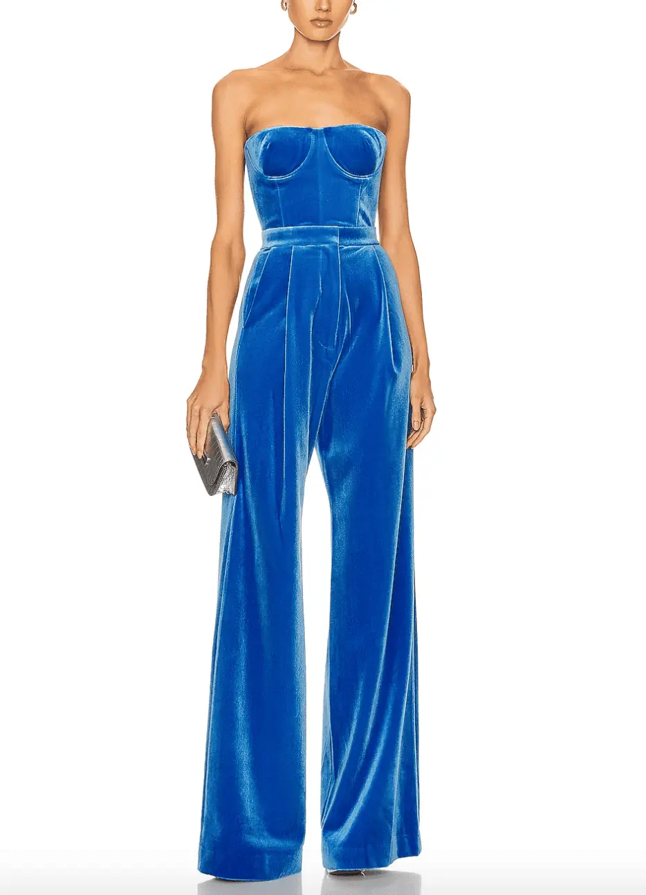 Sheree Whitfield's Blue Velvet Bustier Top and Pants
