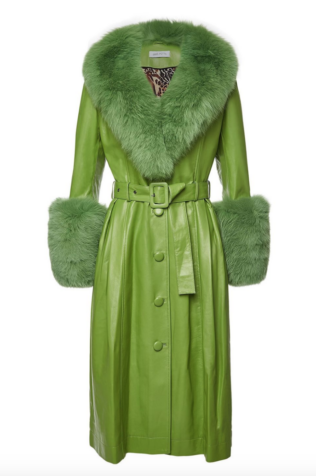 Brynn Whitfield's Green Fur Trim Leather Coat