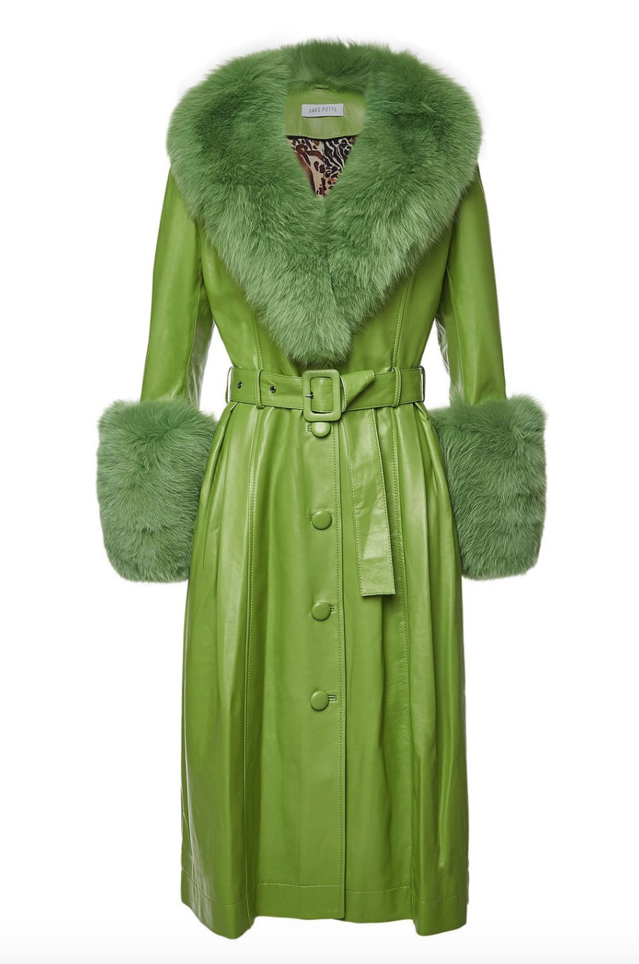 Brynn Whitfield's Green Fur Trim Leather Coat