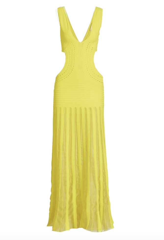 Caroline Stanbury's Yellow Fringe Knit Dress